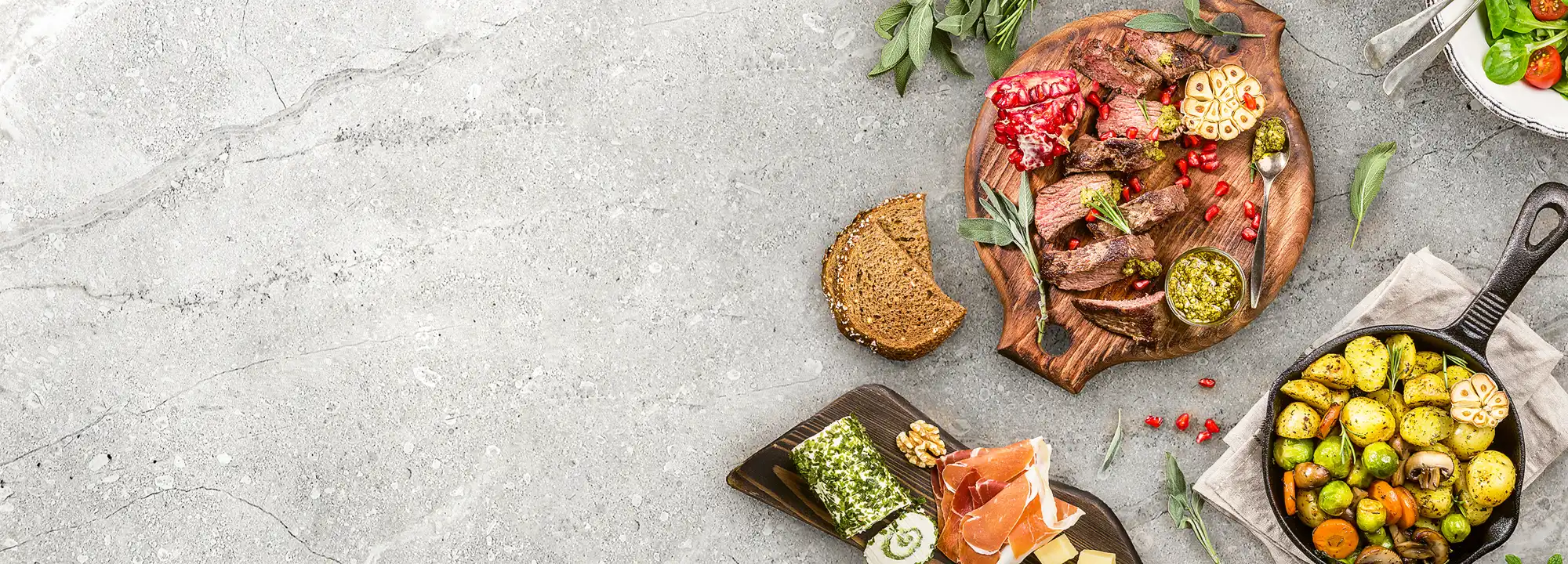 Colorful variety of meals and ingredients showing the wide range of recipes at Delica Recipes.